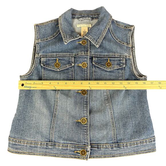 Crazy Horse Denim Vest Women Size M Blue Medium Stone Wash Western Retro 90s Top - Picture 10 of 11